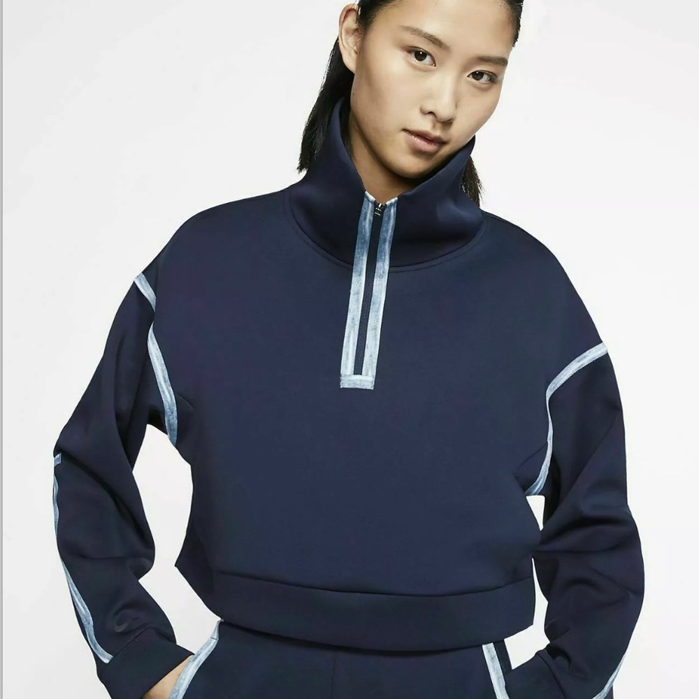 Nike Womens tech pack 1/4-zip fleece training pullover blackened blue BV4061 XL